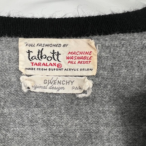 Vtg Talbott Givenchy Design Cardigan Womens M Gray 60s Retro Preppy Capsule - Picture 6 of 7